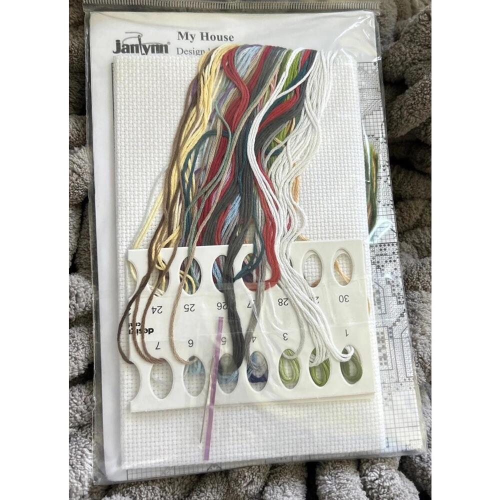 Janlynn Counted Cross Stitch Kit - My House 997-1808 New Sealed Package Vintage - Picture 2 of 5